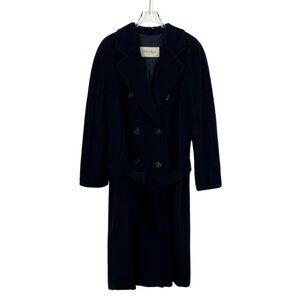 MaxMara Double-Breasted Belted Wool & Cashmere Coat Black XS Made In Italy